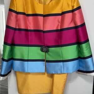 Vibrant Multicolor Striped Women's Blazer